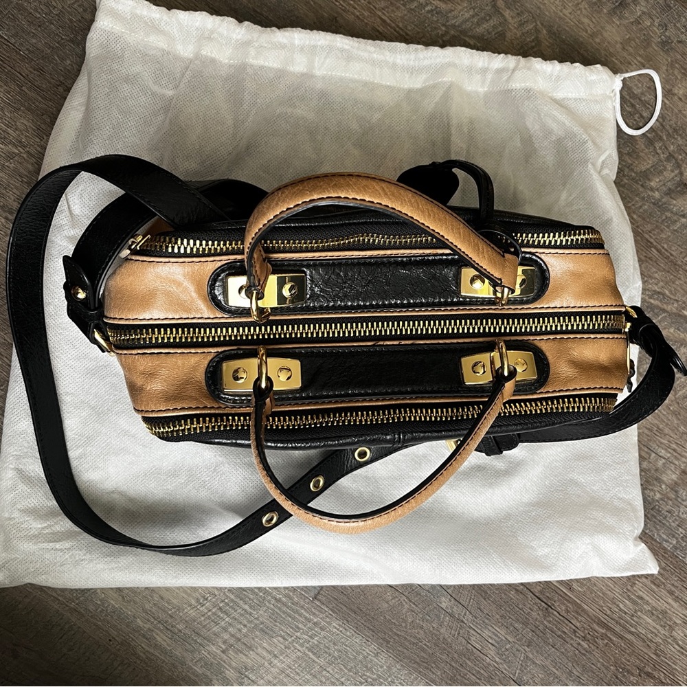 Badgley Mischka | EUC Black & Tan Satchel Bag (Dust bag included) - Picture 4 of 10